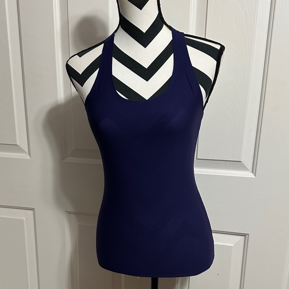 SPANX Navy Perforated Racerback Tank Top